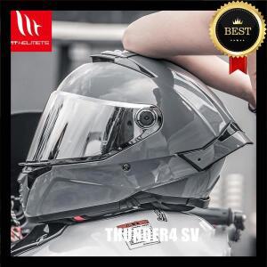 MTHELMETS 오토바이 헬멧 MT 썬더 4 SV 풀페이스 남녀공용 듀얼 렌즈 대형 리어 윙 레이싱