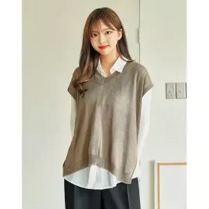 [하프클럽/반에이크]모튼 브이넥 베스트_OB14VTME04Z