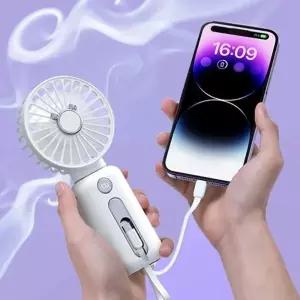 여름철 필수 시원한 바람 휴대용 분리 가능한 손선풍기 겸용 보조배터리 동시에 사용