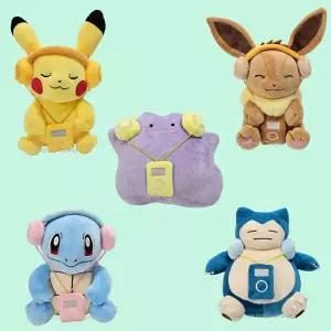 포켓몬스터 헤드셋 인형 5종 피카츄 메타몽 이브이 꼬부기 잠만보 25cm