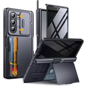 통게이트 Z 폴드 6 케이스 안티 스파이 프라이버시 스크린 프로텍터 슬라이드 카메라 커버 카드 홀더 S 펜