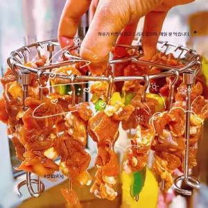 바비큐 캠핑용 스테인리스 꼬치 구이 그릴 랙 휴대용 고기 꼬치 스틱 거치대 실용적인 가정용 야외 바베큐용