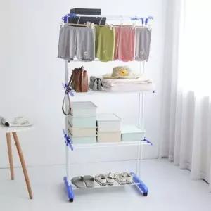 ( )특대형 6단+2단 이동식 빨래건조대 세탁 수납 욕실 청소 생활 바구니 집게 세탁망 의류정리 용품 베란다