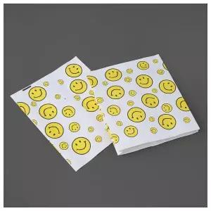 환경친화적 선물포장 가성비좋은 포장용 노란 스마일 M형 페이퍼백 90p세트(17x20cm)