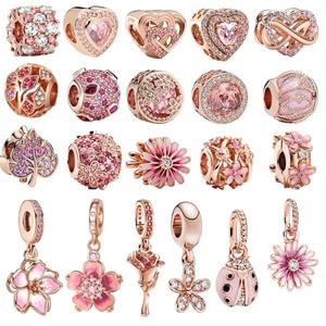 로즈 골드 도금 핑크 데이지 인피니티 하트 벚꽃 댕글 참 핏 오리지널 판도라 실버 925