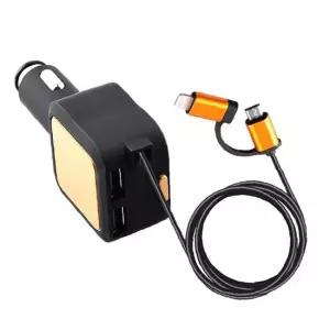 B로카627 듀얼 4.8A 릴케이블 USB 고속 차량용충전기