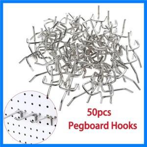 Pegboard 후크 50pcs Pegs 보드 작업장 스토리지 디스플레이 차고 조직 철강 교수형 도구 스토리지 후크 소