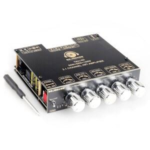 TB21 PRO 2.1 블루투스 전력 증폭기 보드 50W 2+100W 전원 출력, TPA3116D2HIFI 칩, 트레블 및 베이스 컨트롤이 포함된 12V-24V 오디오 전력 증폭기 모듈(TB21 PRO)
