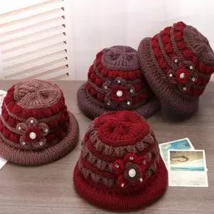 할머니 모자 방한 엄마 벙거지 기모 니트 여자 겨울