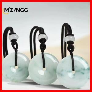 자연 A 상품 옥 평화 버클 펜던트 라운드 얼음 종류 부동 꽃 경옥 목걸이 남성과 여성을위한 행운의 부적