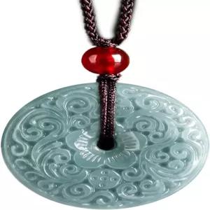 여성용 BJIMIDTI 내추럴 그린 옥 목걸이 행운 도넛 펜던트 부적 보석 선물