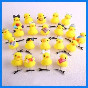 만화 재미 있은 어린이 3D 작은 노란색 오리 플러시 머리핀 패션 동물 Duckbill 클립 액세서리 모자를 쓰고