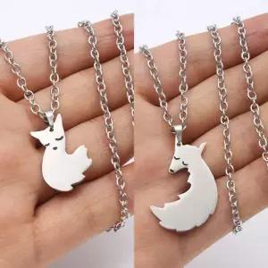 WL 여우 우정 커플 목걸이 학생 심플 체인목걸이
