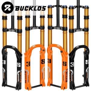 BUCKLOS 15x110mm 부스트 자전거 서스펜션 포크 트래블 180mm 듀얼 크라운 MTB 에어 27.5인치 29인치