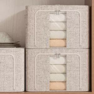 린넨 리빙박스 이불 속옷 장남감 수납함 100리터폴딩 대형 부직포 패브릭 다용도함 정리 보관함 가방 정리