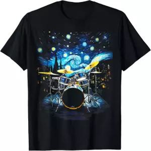 드럼 키트 타악기 연주자 드러머 반 고흐 티셔츠