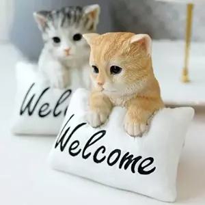 웰컴 사인 쿠션고양이 미니어처 인테리어소품 2컬러 (KYR-W80F6B8)
