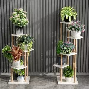 Haeif 거실화분정리대 원목 인테리어 거실화분 선반