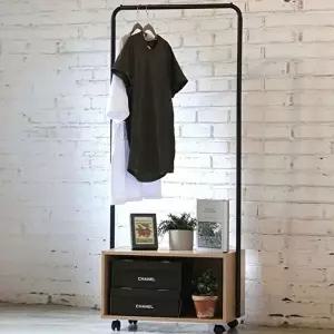 심플 행거 옷걸이 옷장 조립 의류 선반 수납장 블랙 (KYR-WC11A87)