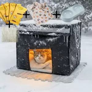 [2026 올인원구성] 길고양이 겨울 길냥이집 야외고양이집 방한 보온 숨숨집 급식소