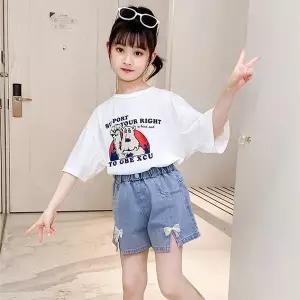 [보리보리/재한 주니어]재한 초등학생 나비리본 데님 청 반바지