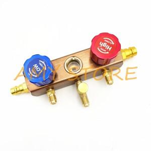 1/8 BSP-11mm 자동차 홈 에어컨 미터 프레온 압력 게이지 냉매 이중 손잡이 밸브 바디 액세서리 후크 포함