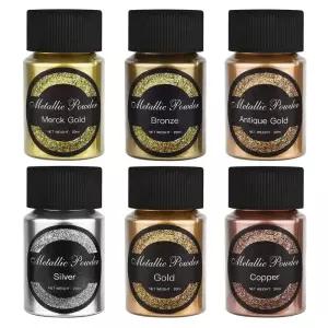 가죽염색약 페인트 복원제 20ml 메탈릭 파우더 레진 골드 실버 미러 메탈 펄 피그먼트 글리터 마블 염료 주