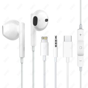 애플 아이폰 17 16 15 14 13 12 Pro Max, , 라이트닝, USB C, 3.5mm 이어버드용  유선 이어폰