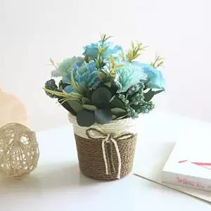 조화장식 프리티플 카네이션 조화 화분(블루그린) 인조꽃 화분장식 조화화분