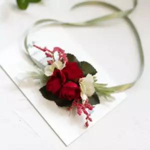 조화 블룸 꽃팔찌(레드) 브라이덜샤워 셀프웨딩