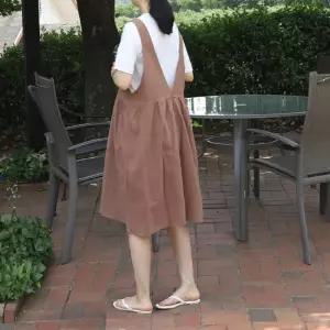 린넨 원피스 멜빵 레이어드 뷔스티에 여름 빅사이즈 캐주얼 데일리룩