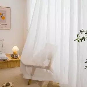 [무료배송] 키밍 쉬폰 거실커튼 화이트 핀형 카페 호텔 나비주름