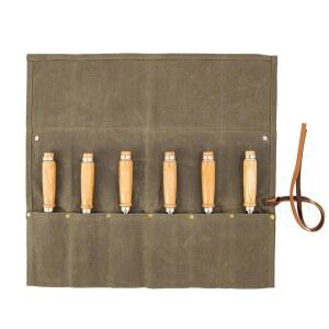 끌 롤, 6 포켓 롤업 공구 파우치, 왁스 캔버스 작은 롤 정리기 및 렌치 매장용 끌, 렌치, 펜치, 조각 나이프