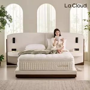 라클라우드 하이엔드 리누엘 호텔침대 패널 일체형 와이드 LED조명  패브릭 침대프레임 Q/K