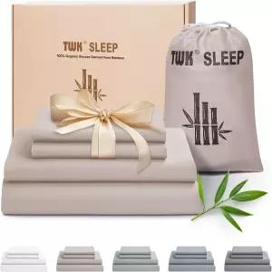 TWK 럭셔리 시트 세트 대나무 냉각 및 통기성 실크 소프트 침구 베갯잇(모래 킹)에서 추출한 100 비스코스