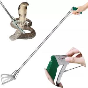 IC LOVER 47인치 엑스트라 헤비 듀티 뱀 집게 표준 파충류 잡기 도구 전문 래틀 넓은 턱 핸들링 잠금 기능