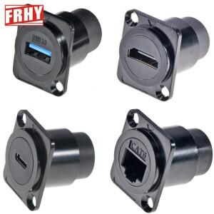 1PCS 금속 D형 커넥터 모듈-CAT6/USB 2.0/3.0/타입 C/HDMI 2.0-네트워크/AV 연결호환  패널 마운트 전자 잭