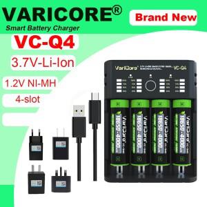 VariCore VCQ4 4슬롯 지능형 배터리 충전기 3.7V 리튬용 휴대용 18650 26650 21700 18500 18350 1.2V NI-MH