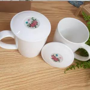 수공예품 도자기 압화뚜껑머그잔1p 선물잔 자연의 꽃을담은 수공예품