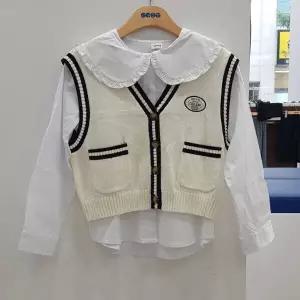 주니어 키즈 프릴 카라 니트 조끼 세트 블라우스 세일러 베스트 SJY509FSBL02DG