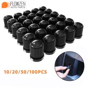 10/20/50/100개 자동차 밸브 캡 플라스틱 휠 타이어 공기 스템 커버 블랙 타이어 밸브 캡 자동차 오토바이