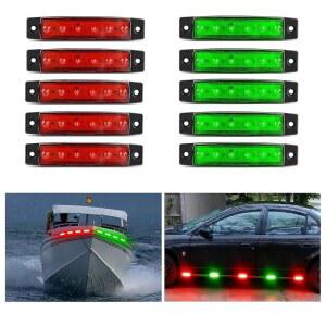 요트 카약 트레일러 버스 RV를 위한 Nilight 사이드 마커 라이트 10PCS 3.8인치 레드 그린 6LED 표시등 클리어런스 해상 보트 내비게이션