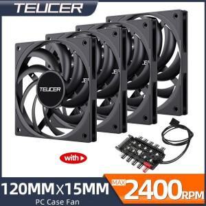 Teucer UT-1 초박형 15mm 두께 12cm 섀시 팬 12V/4Pin PWM FBD 베어링 PC 케이스 냉각 인공 호흡기 허브 1-