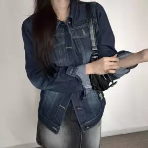 여성 워싱디테일 레이어드착용 스탠다드핏 데님 자켓여자청 반팔 크롭 오버 트위드 린넨 여름 하프 정장 세