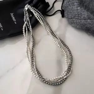 목걸이 여자 두줄 레이어드 진주 데일리 스타일링-WFI94GD