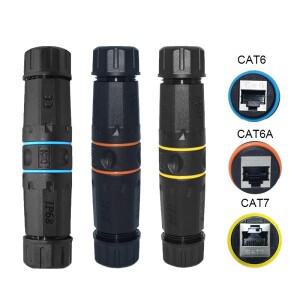 CAT6/CAT6A/CAT7 RJ45 방수 커넥터 이더넷/네트워크 직선형 실외 광대역