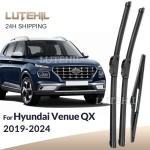 Hyundai Venue QX 2019-2024 2020 와이퍼 전면 및 후면 블레이드 앞 유리 윈드 스크린 창 브러쉬 24 + 18 +