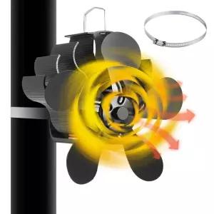 무동력팬 벽난로 선풍기 전기 스토브 저소음 통나무 버너 5개 날 굴뚝 열 디스트리뷰터 연도 파이프