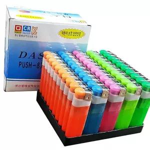 형광칼라 다스 전자식 일회용라이터 50P 슬림 일회용 캠핑 업소용 식당 주방 판촉 홍보