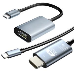 알루미늄 쉘 USB C to 4K@30Hz HDMI 호환 디스플레이 어댑터 케이블 (Thunderbolt5/4/3 노트북 및 iphone